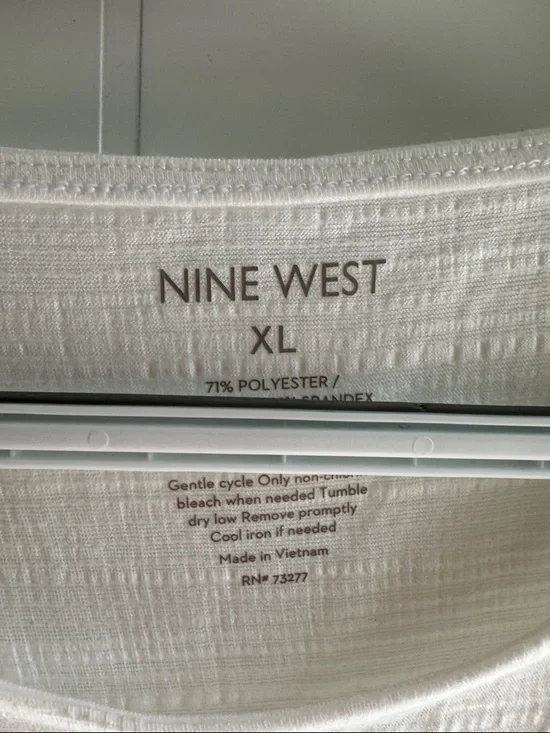 Nine West White Short-Sleeve Ruffle Detail Top - Picture 2 of 3